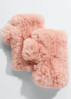 Surell Accessories Fingerless Fur Mittens In Pale Pink
