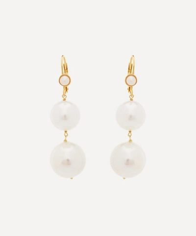 Shyla Gold-plated Pernille Glass Drop Earrings In Pearl