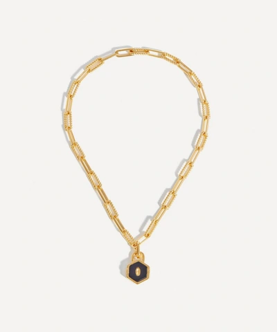 Missoma 18ct Gold-plated Hexagonal Onyx Padlock Chain Necklace