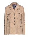 Dolce & Gabbana Beige Cotton Long Sleeve Collared Coat Jacket In Beige