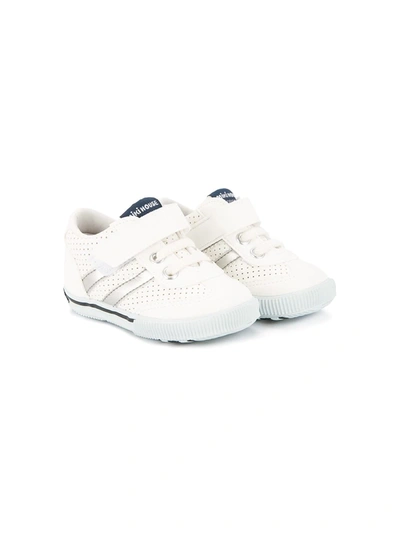 Miki House Babies' Perforated Lace-up Trainers In White