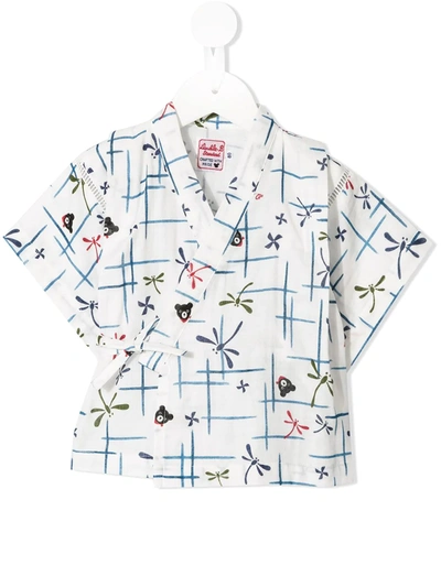 Miki House Printed Kimono Pyjamas In 白色