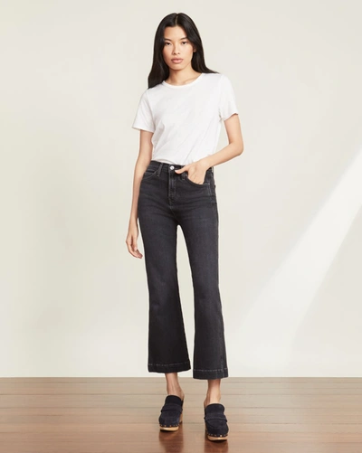 Veronica Beard Carson High Waist Ankle Flare Jeans In Washed Onyx
