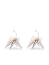 E.m. Spike Pearl Earrings In Silver