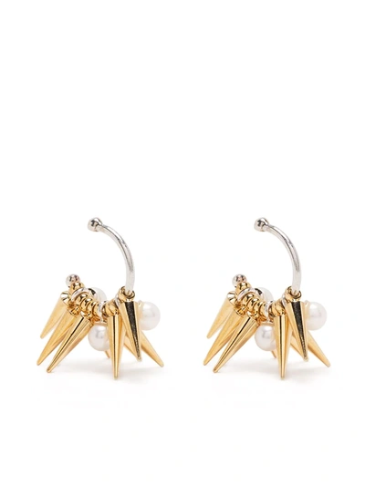 E.m. Pearl Spike Stud Earrings In Gold