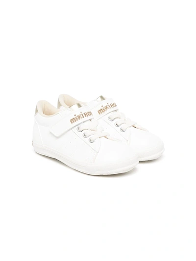 Miki House Kids' Touch-strap Lace-up Trainers In White