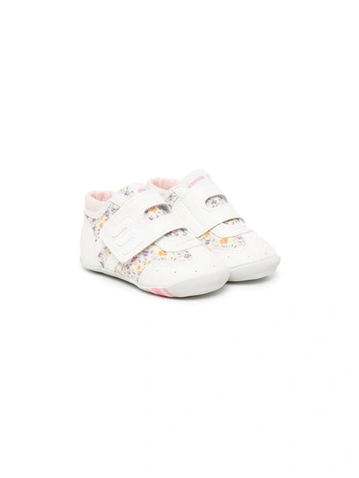 Miki House Babies' Floral Print Sneakers In Pink