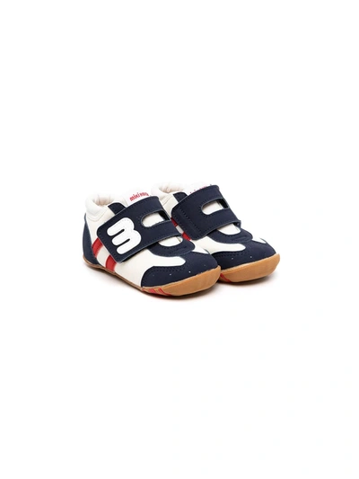 Miki House Babies' Logo-patch Touch-strap Trainers In Blue