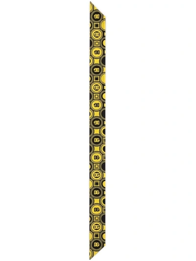 Dolce & Gabbana Dg Logo-print Silk Headscarf In Yellow