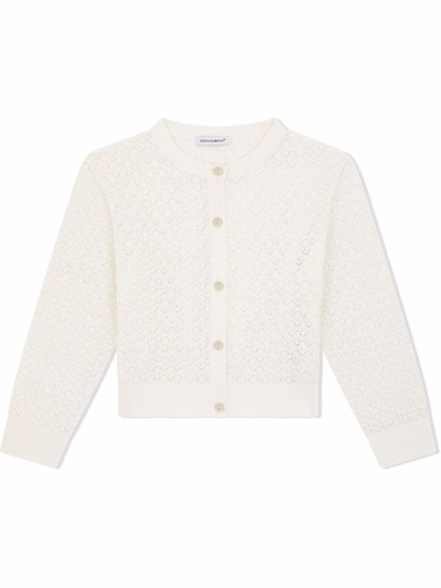 Dolce & Gabbana Kids Pointelle Cardigan (2-6 Years) In White