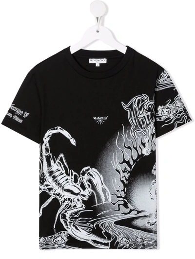 Givenchy Kids' Black T-shirt For Boy With Logo In Nero.