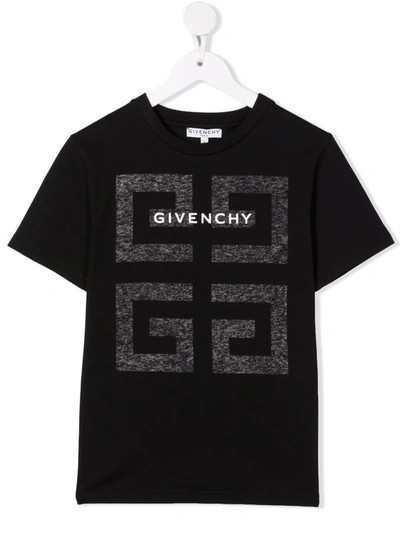 Givenchy Kids' Logo棉质针织t恤 In Black