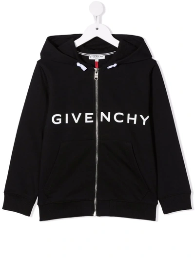 Givenchy Kids' Little Boy's & Boy's Logo Zip-up Hoodie In 09b Black