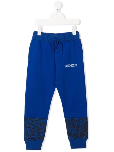 Kenzo Kids' Boy's Animal-print Logo Jogger Pants In Blue