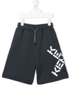 Kenzo Kids' Little Boy's & Boy's Criss-cross Logo Jogger Shorts In Grey