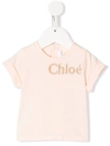 Chloé Pink T-shirt For Babygirl With Logo In Pink
