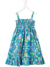 Versace Paisley-print Flared Dress In Blue