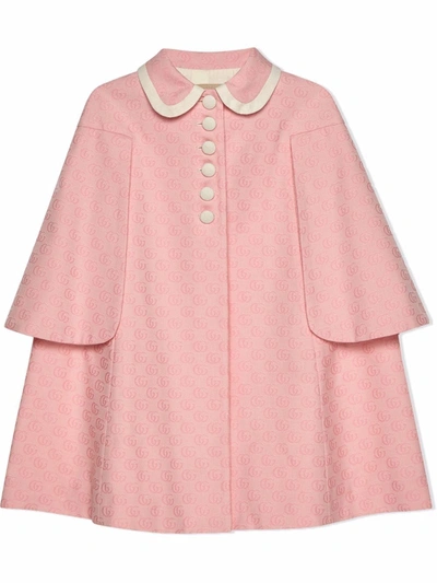 Gucci Kids' Gg Damier Jacquard Cape In Pink