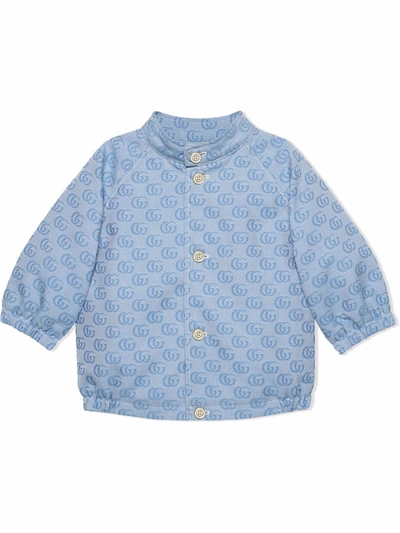 Gucci Kids' Baby Gg Cotton Jacquard Bomber In Blue
