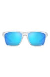 Oakley 58mm Rectangle Sunglasses In Polished Clear/ Prizm Sapphire