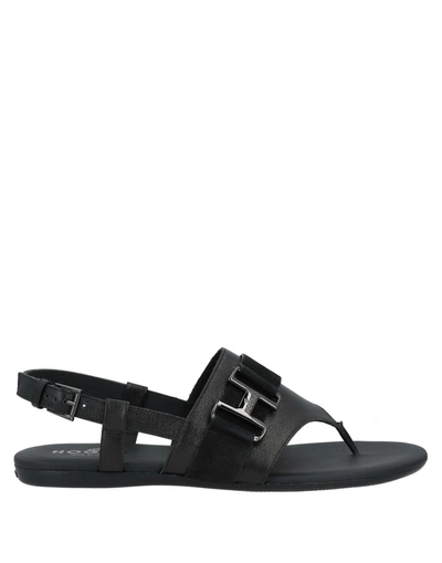 Hogan Toe Strap Sandals In Black