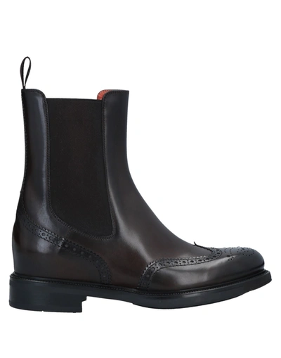Santoni Ankle Boots In Dark Brown