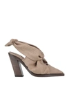 BURBERRY BURBERRY WOMAN PUMPS SAND SIZE 8 WOOL, POLYAMIDE