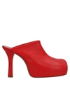 Bottega Veneta Chunky Heeled Leather Mules In Red