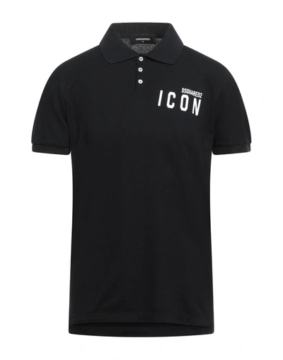Dsquared2 Slogan Printed Cotton Polo Shirt In Black