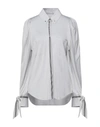 BURBERRY BURBERRY WOMAN SHIRT LIGHT GREY SIZE 4 VIRGIN WOOL, SILK