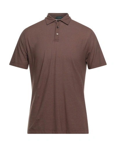 Zanone Polo Shirts In Brown