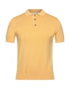 Alpha Studio Man Polo Shirt Yellow Size 42 Cotton In Orange