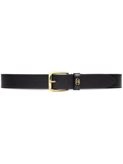 Gucci Interlocking G-logo Belt In Black