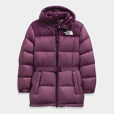 The North Face Inc Women's Nuptse Belted Mid Jacket In Pikes Purple/blackberry Wine