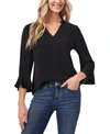 Cece Ruffle-sleeve Top In Rich Black