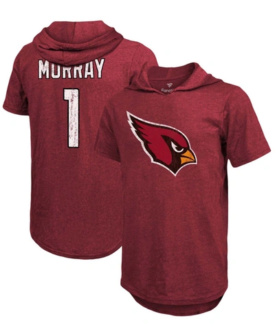 Fanatics Men's Kyler Murray Heathered Cardinal Arizona Cardinals Name Number Tri-blend Hoodie T-shirt In Burgundy