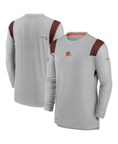 Nike Men's Gray Cleveland Browns Sideline Player Uv Performance Long Sleeve T-shirt In Charcoal