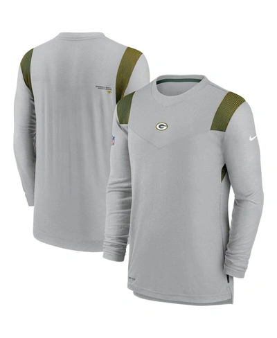 Nike Men's Gray Green Bay Packers Sideline Player Uv Performance Long Sleeve T-shirt