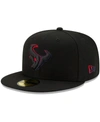 NEW ERA MEN'S BLACK HOUSTON TEXANS LOGO COLOR DIM 59FIFTY FITTED HAT