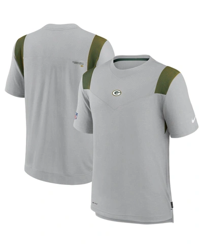 Nike Men's Gray Green Bay Packers Sideline Player Uv Performance T-shirt