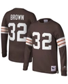 Mitchell & Ness Men's Jim Brown Brown Cleveland Browns 1965 Retired Player Name And Number Long Sleeve T-shirt In Brown