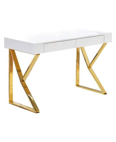 Best Master Furniture Philon Modern Lacquer Computer Desk, 47" In Gold-tone