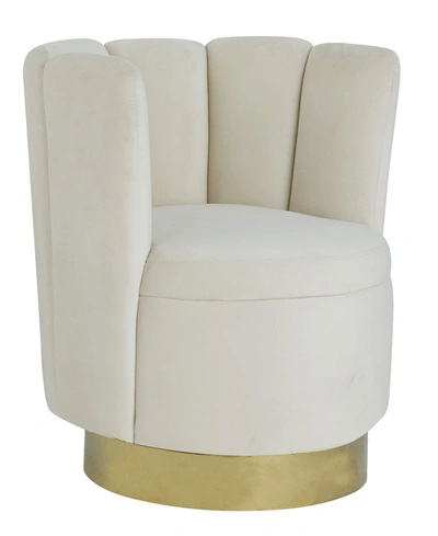 Best Master Furniture Ellis Upholstered Swivel Accent Chair In White