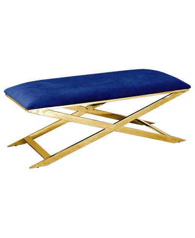 Best Master Furniture Velvet Accent Bench In Blue