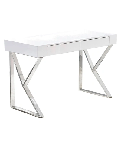Best Master Furniture Philon Modern Lacquer Computer Desk, 47" In Silver-tone