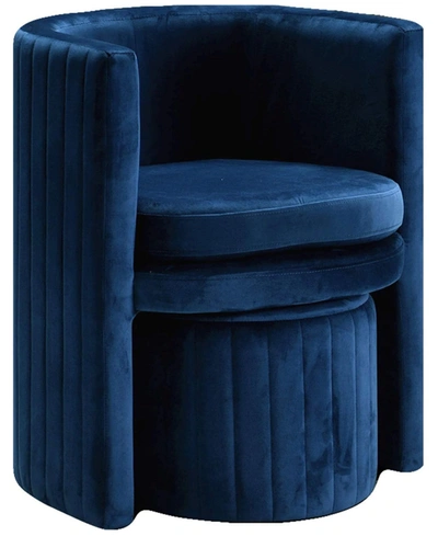 Best Master Furniture Best Master Seager Round Arm Chair With Ottoman In Blue