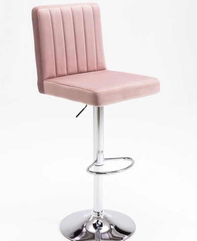 Best Master Furniture Yorkie Upholstered Modern Swivel Bar Stool, Set Of 2 In Pink