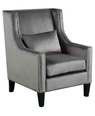 Best Master Furniture Glenn With Nailhead Trim Arm Chair In Gray