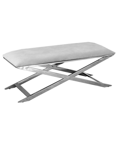 Best Master Furniture Velvet Accent Bench In Gray