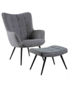 Best Master Furniture West China Accent Chair Plus Ottoman Set In Gray